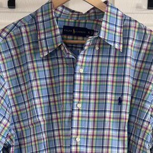 Polo Ralph Lauren L/S Light Blue Plaid Button-down Shirt, XL